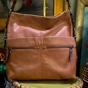 The Sak - Sanibel Leather Satchel Shoulder Bucket Bag - Guava/Sienna